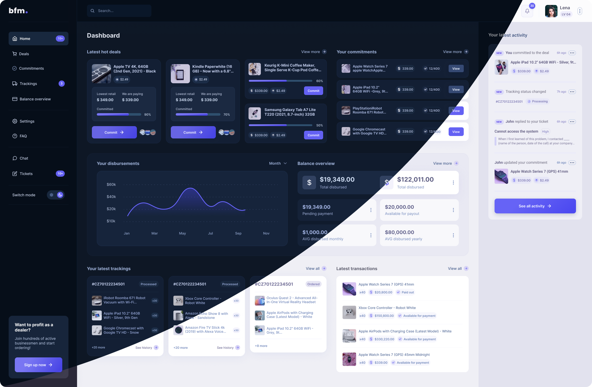Shopping platform for dealers and runners